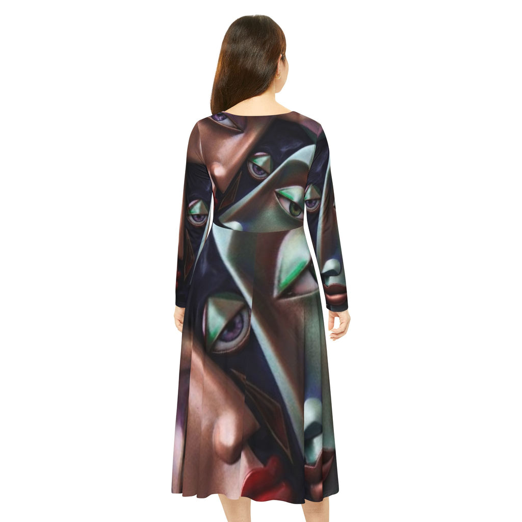 Abstract Faces Long Sleeve Skater Dress -"No More Stolen Sisters!" Collection