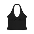 Canotta da yoga smanicata arricciata con scollo all'americana da donna