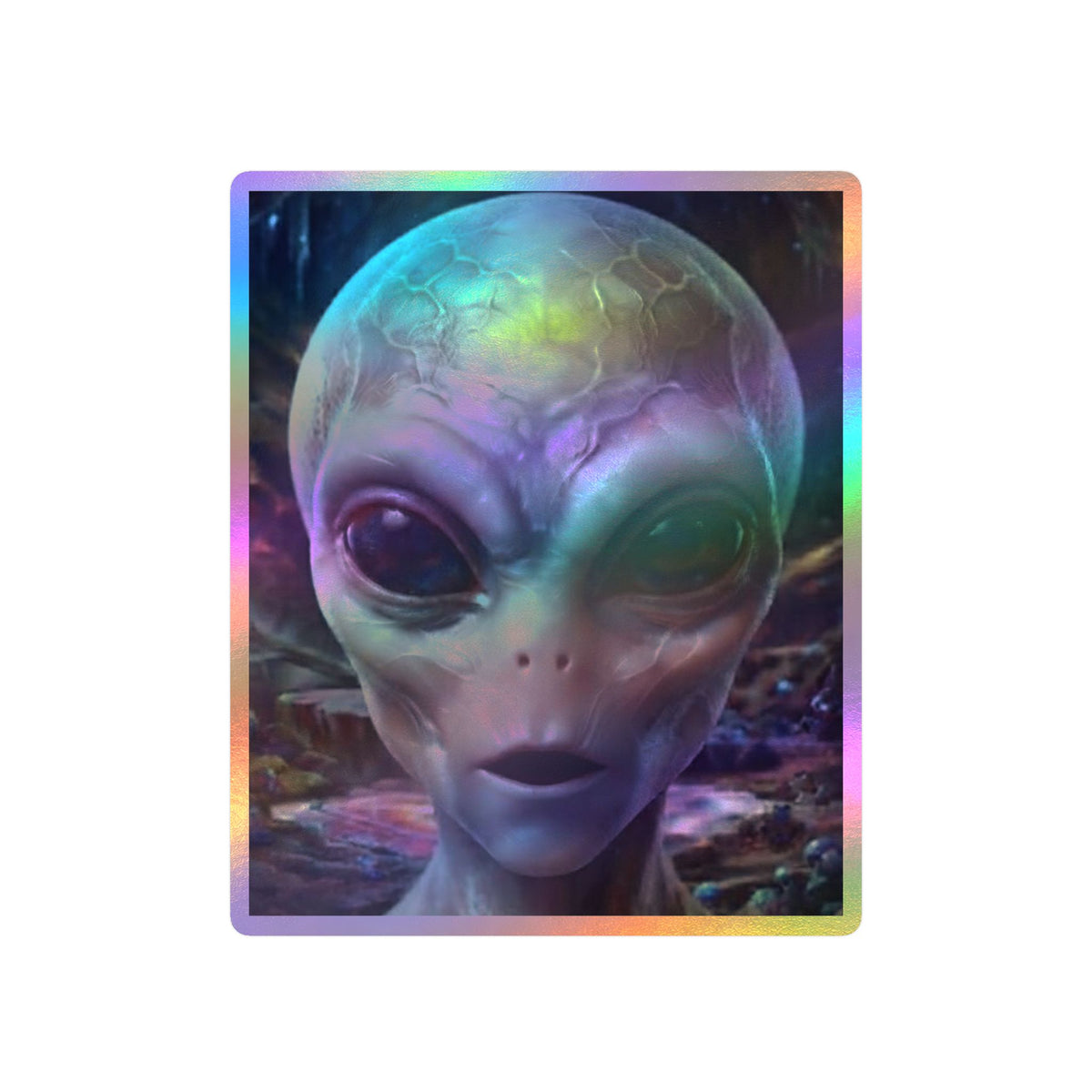 Alien Face Vinyl Decal — Kiss-Cut Extraterrestrial Sticker for Laptops, Windows & Gear