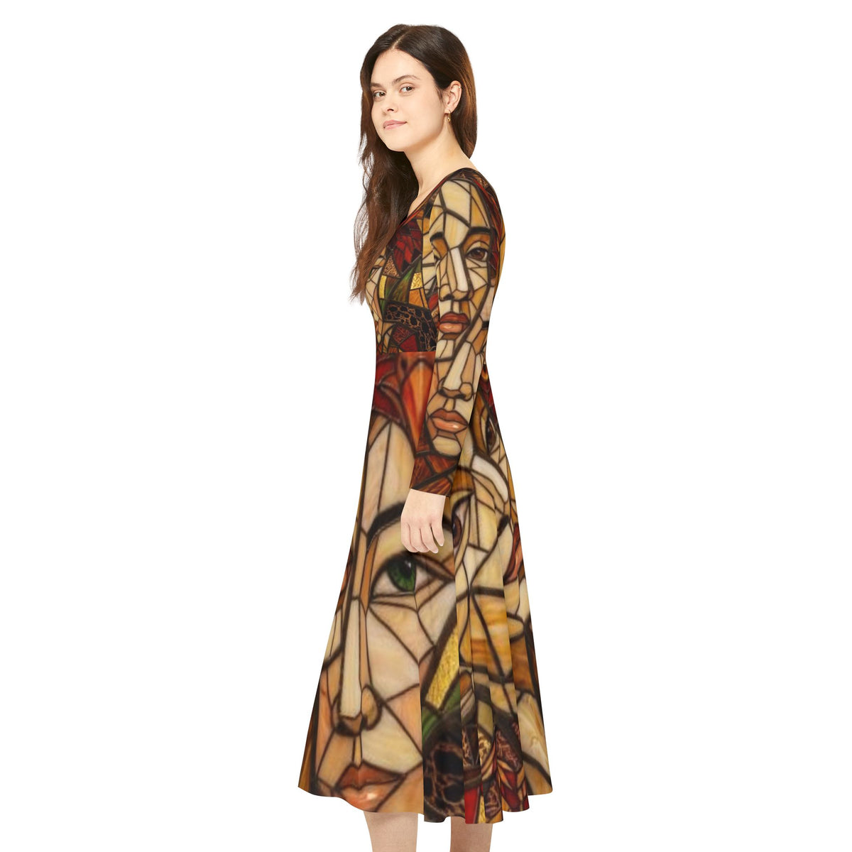Abtract Unique Women's Long Sleeve Dance Dress, No More Stolen Sisters Series #mmiwg