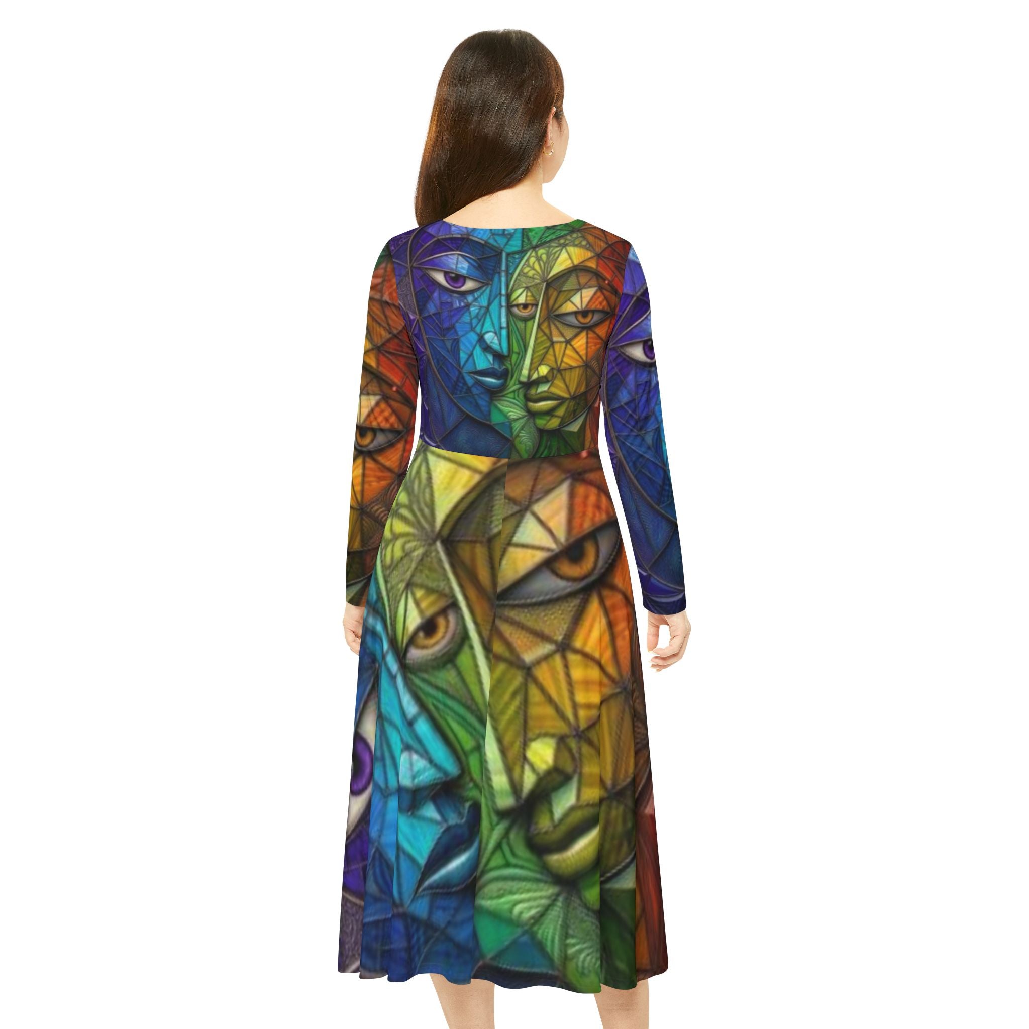 Abstract Long Sleeve Dress | Colorful Geometric Art design | No More Stolen Sisters Series