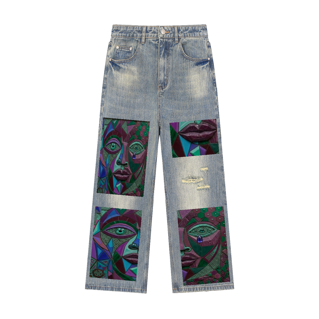 Vintage Wash Distressed Denim Jeans