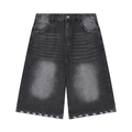 Pantaloncini in denim da uomo con effetto slavato e strappi