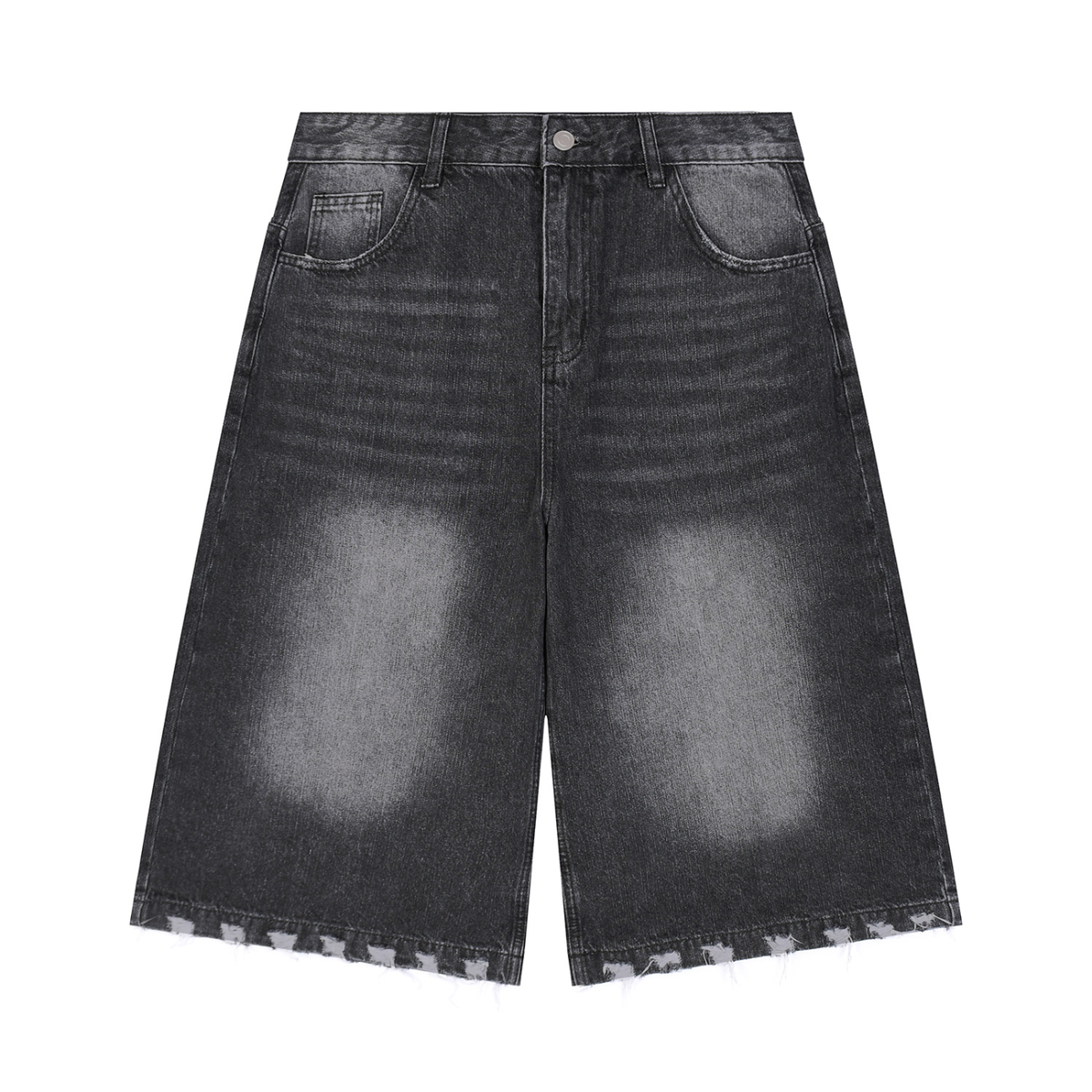 Pantaloncini in denim da uomo con effetto slavato e strappi