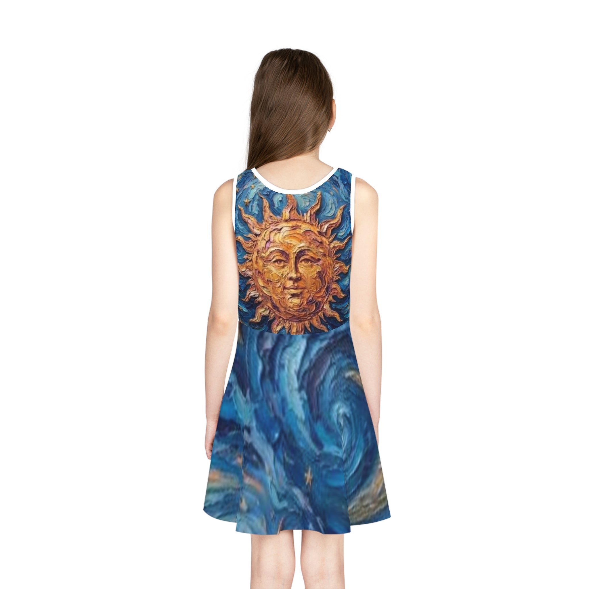 Girls' Sundress - Celestial Sun & Starry Swirl AOP Dress  "No More Stolen Sisters!" #mmiwg Collection