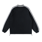 ODMPOD contrast striped lapel collar sweatshirt featuring a stylish design and comfortable fit, shown in the product image.
