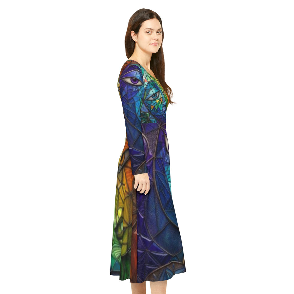Abstract Long Sleeve Dress | Colorful Geometric Art design | No More Stolen Sisters Series
