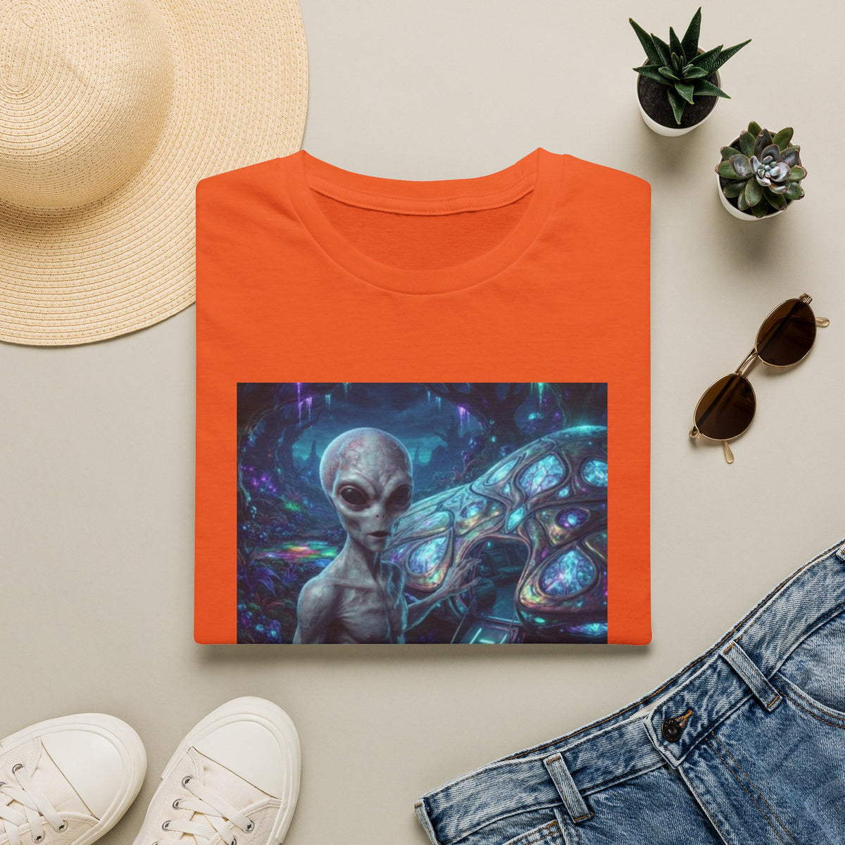 Alien Encounter T‑Shirt — Galactic Grey Extraterrestrial Art Tee