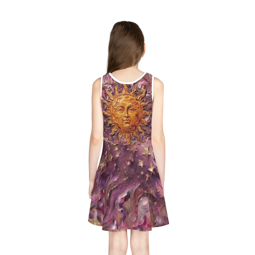 Girls' Sun & Stars Sundress — Celestial AOP Dress - "No More Stolen Sisters!" #mmiwg Collection