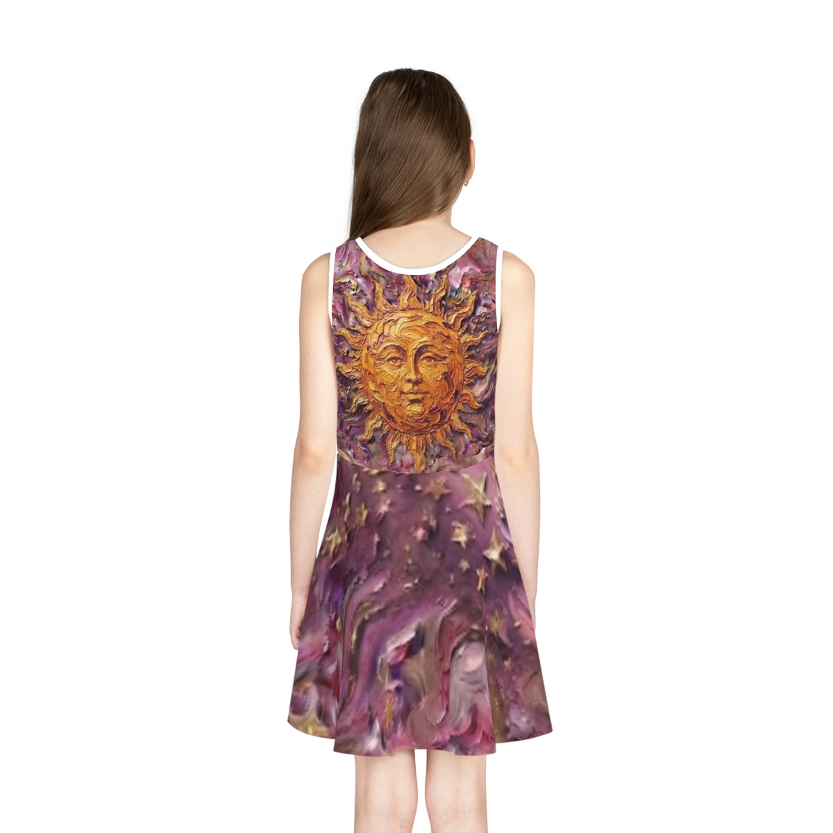 Girls' Sun & Stars Sundress — Celestial AOP Dress - "No More Stolen Sisters!" #mmiwg Collection