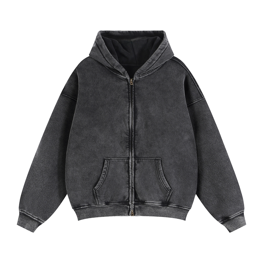 Felpa con cappuccio boxy in pile con zip frontale