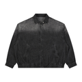 Giacca di jeans unisex vintage lavata con zip integrale