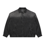 Giacca di jeans unisex vintage lavata con zip integrale