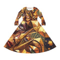 Geometric Cat Mosaic Long Sleeve AOP  Dress -"No More Stolen Sisters!" Collection