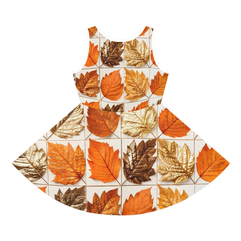 Girls' Autumn Sundress – Fall Leaves Print Sleeveless Dress -"No More Stolen Sisters!" #mmiwg Collection