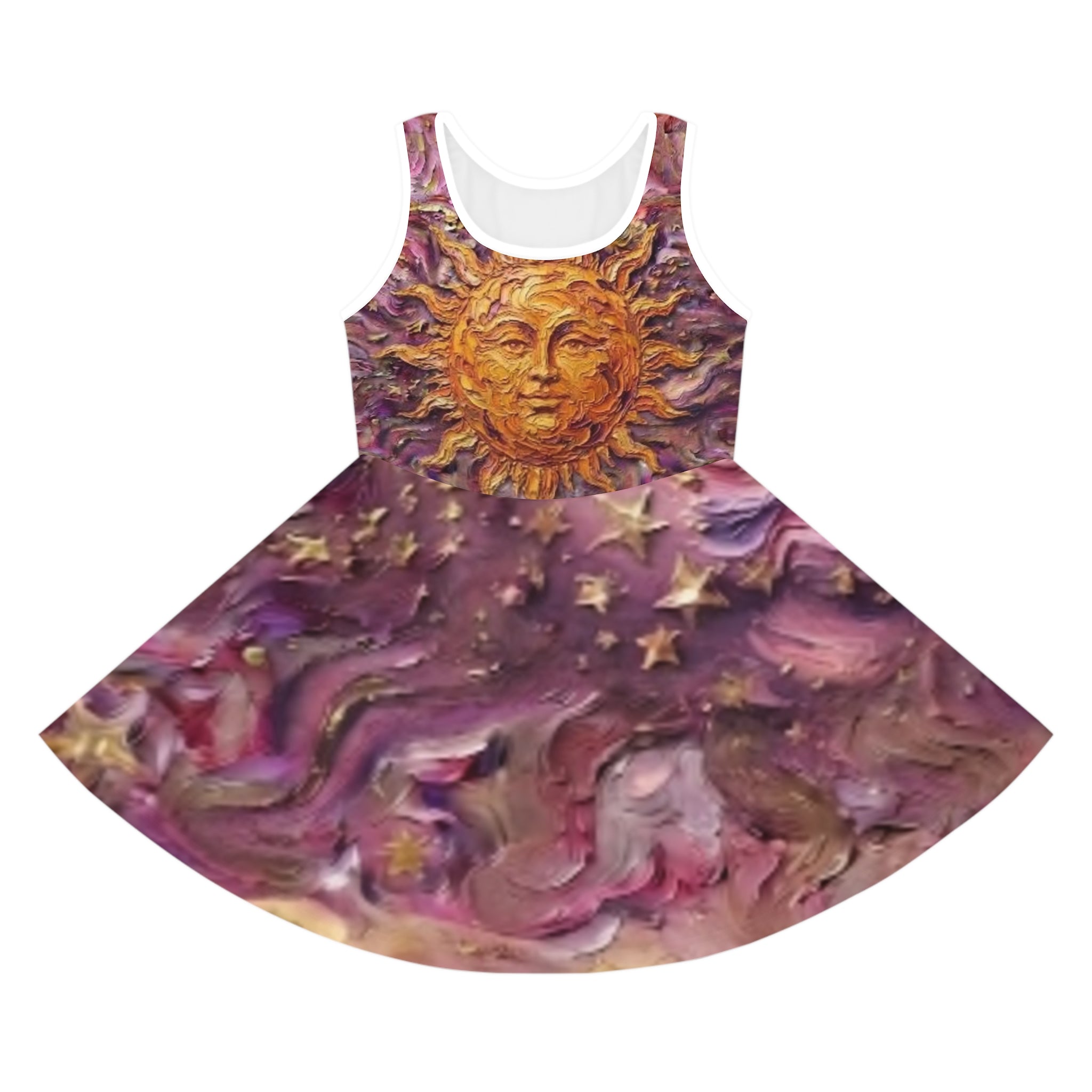 Girls' Sun & Stars Sundress — Celestial AOP Dress - "No More Stolen Sisters!" #mmiwg Collection