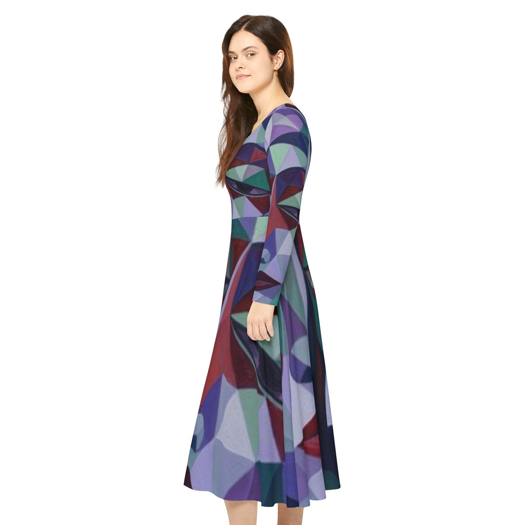 Geometric Abstract Long Sleeve Dance Dress| "No More Stolen Sisters" Series #mmiwg