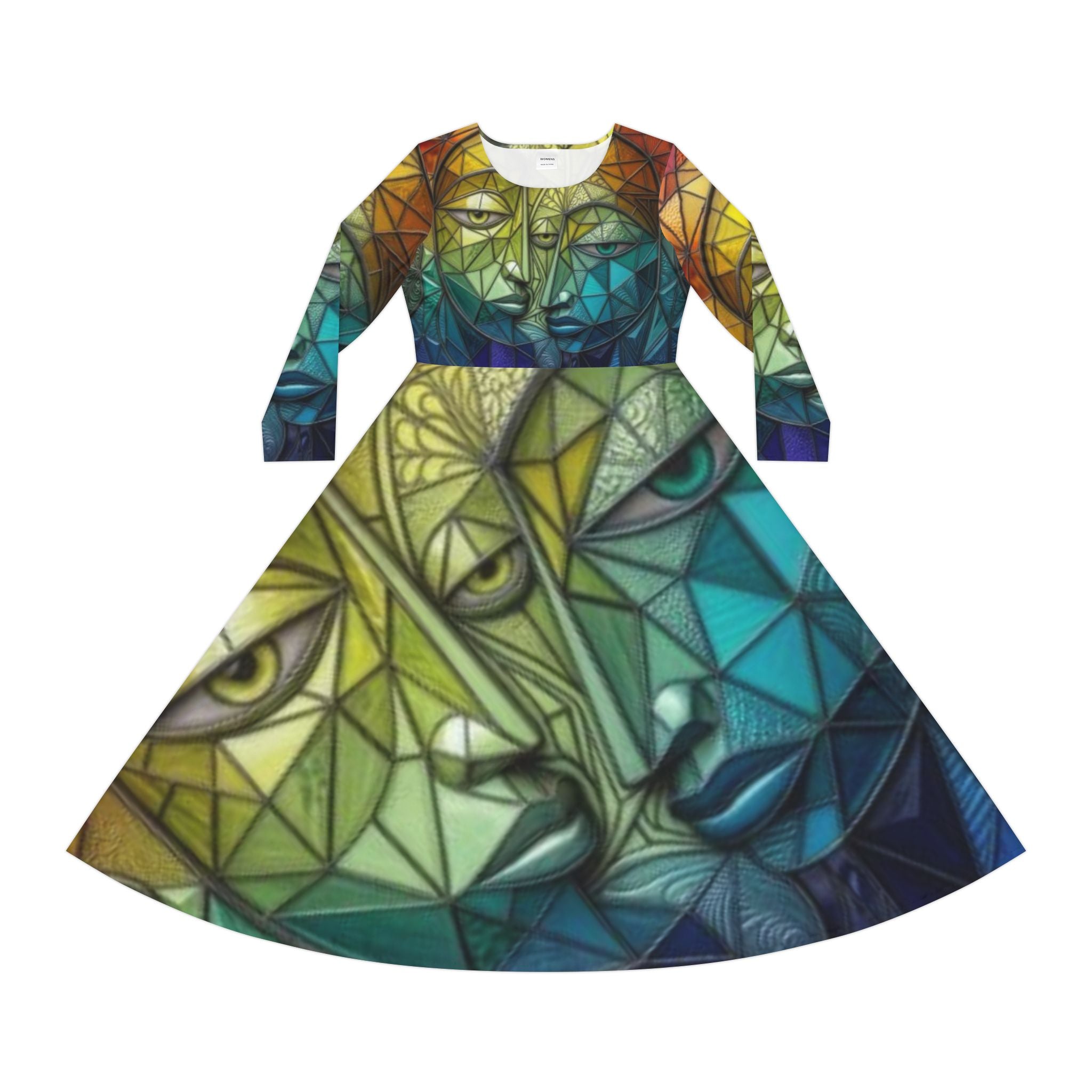 Geometric Print Long Sleeve Dance Dress | Abstract Mosaic | "No More Stolen Sisters" Series #mmiwg