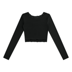 T-shirt da donna a maniche lunghe con finiture in pizzo