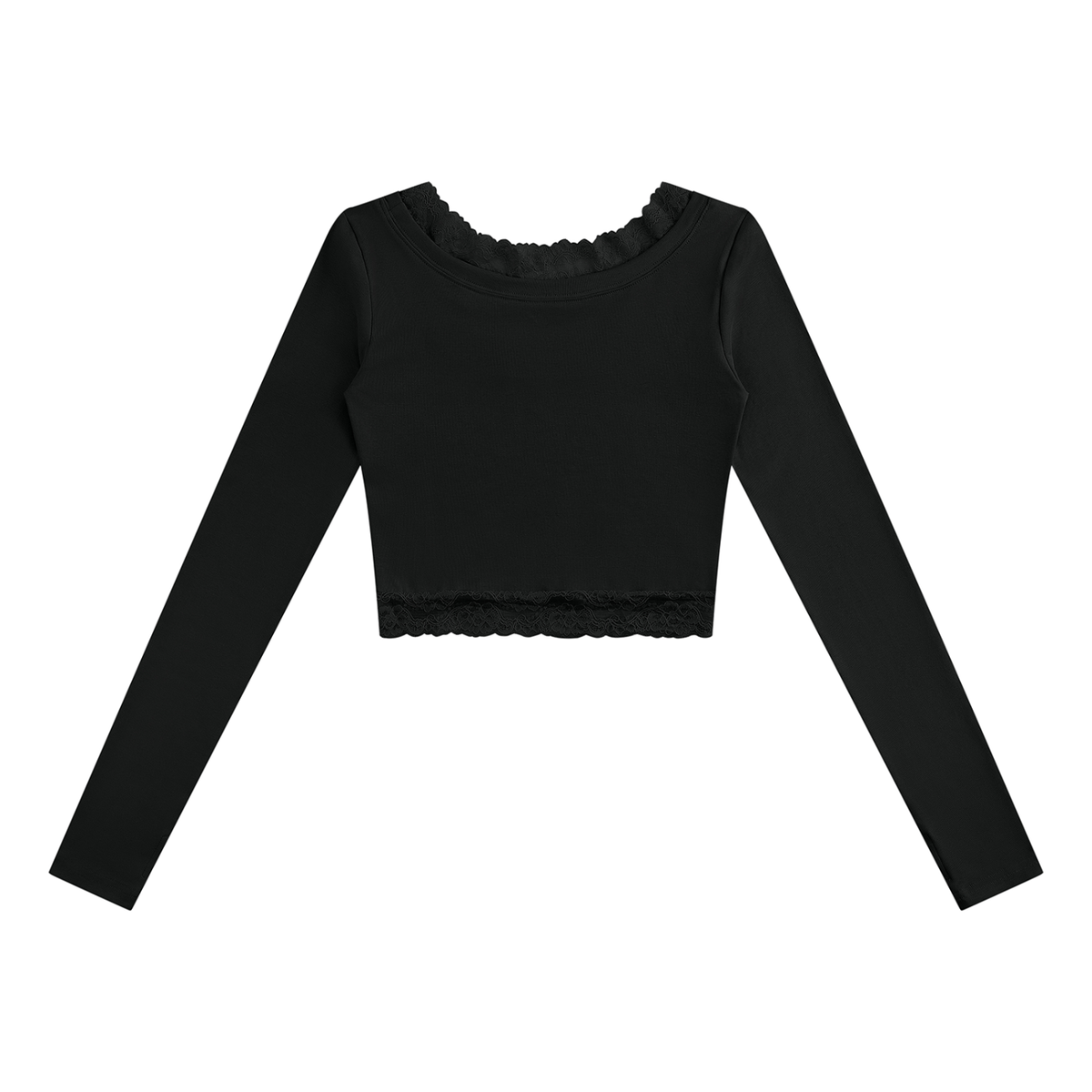 T-shirt da donna a maniche lunghe con finiture in pizzo