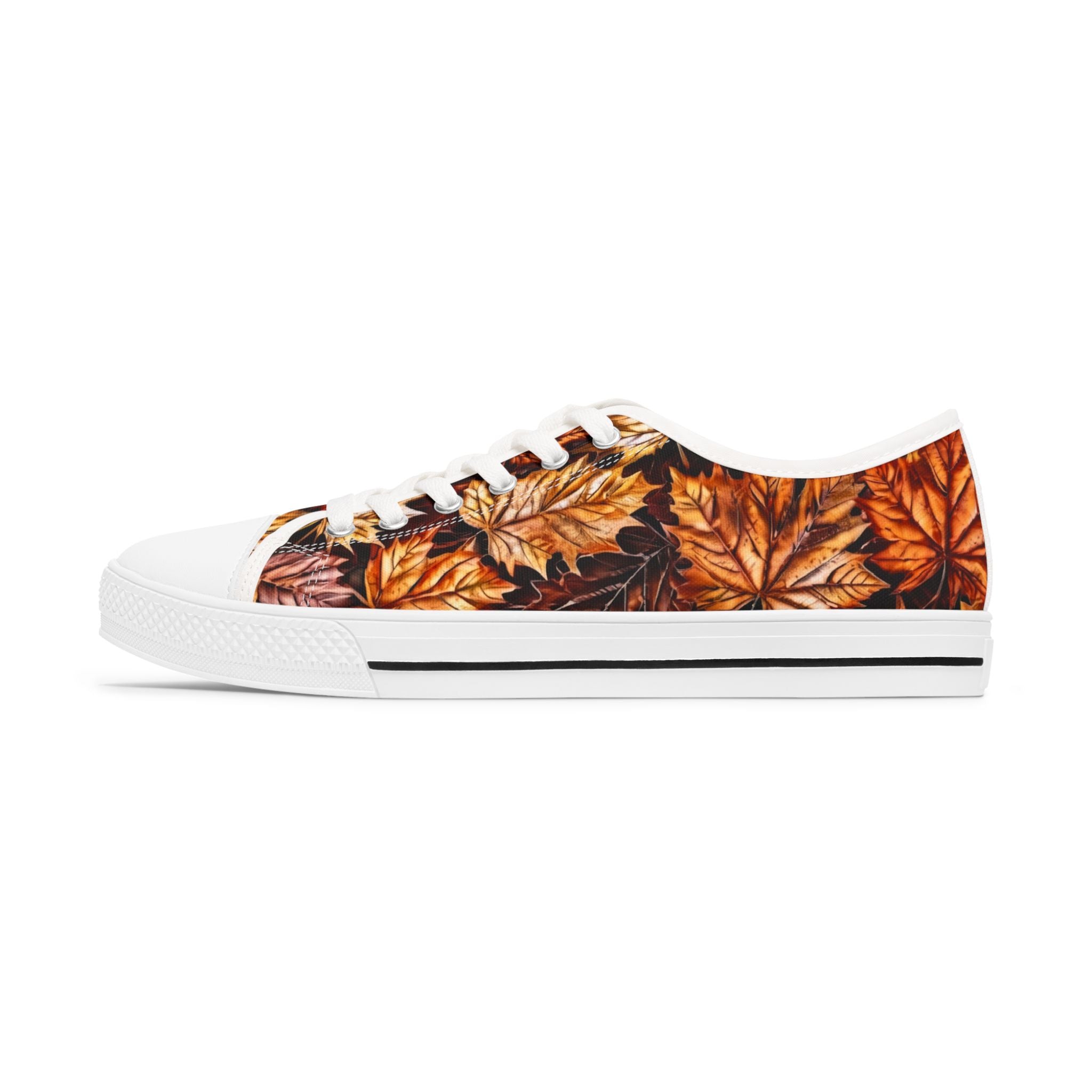 Low Top Sneakers - Autumn Leaves Pattern Women’s Casual Canvas Shoes