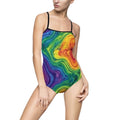 Rainbow Marble One-Piece Swimsuit — Psychedelic Tie-Dye Swimwear for Women