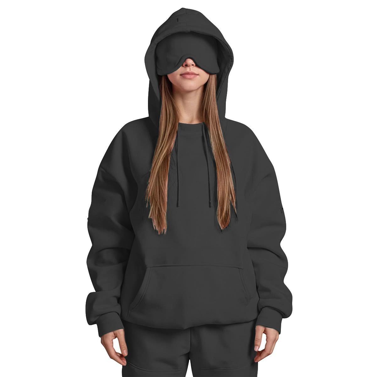 Women's Travel Nap Hoodie with Built-in Eye Mask|DTF