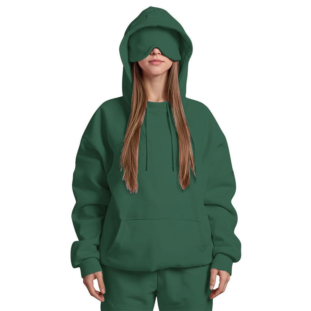 Women's Travel Nap Hoodie with Built-in Eye Mask|DTF