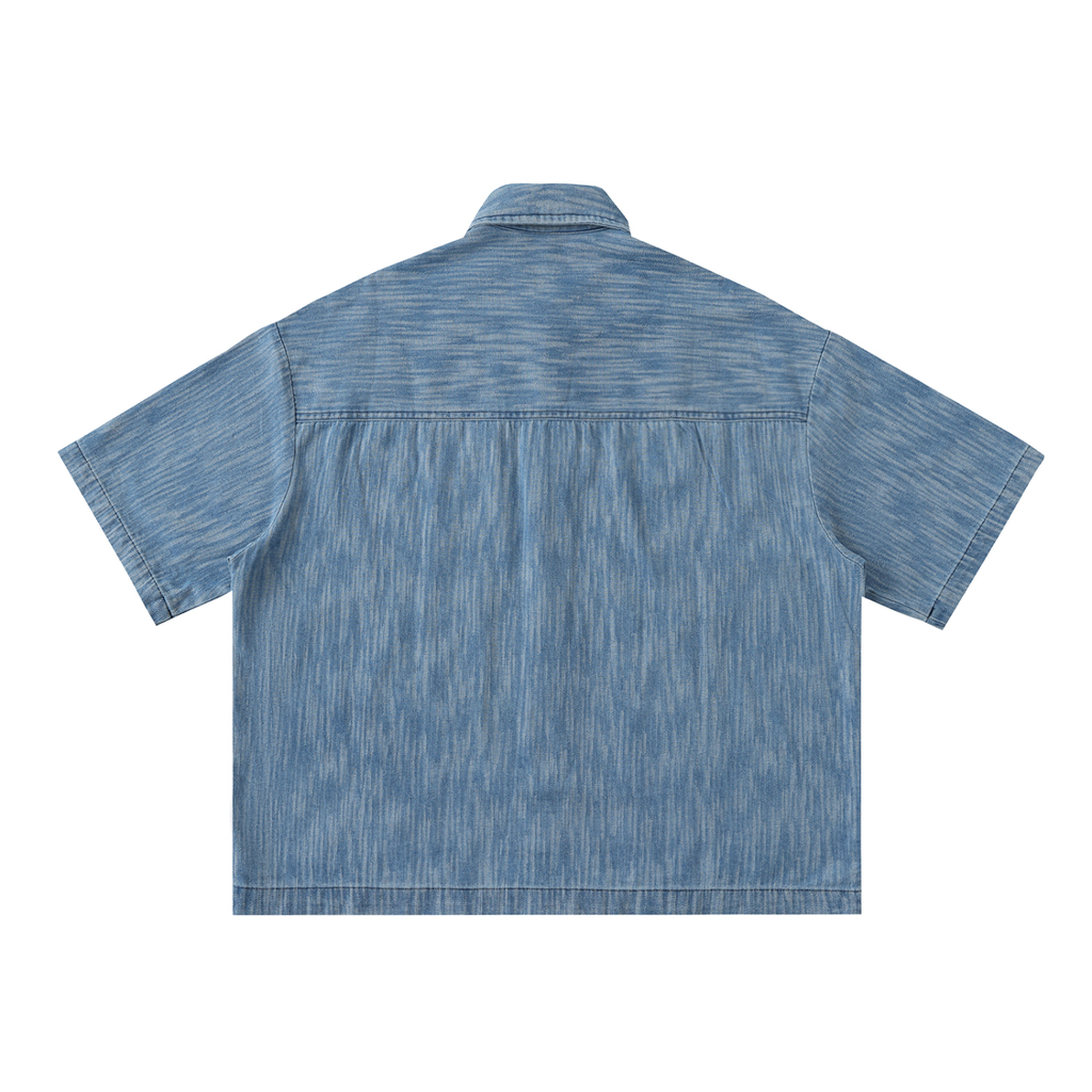 Distressed Wash Short-Sleeve Shirt
