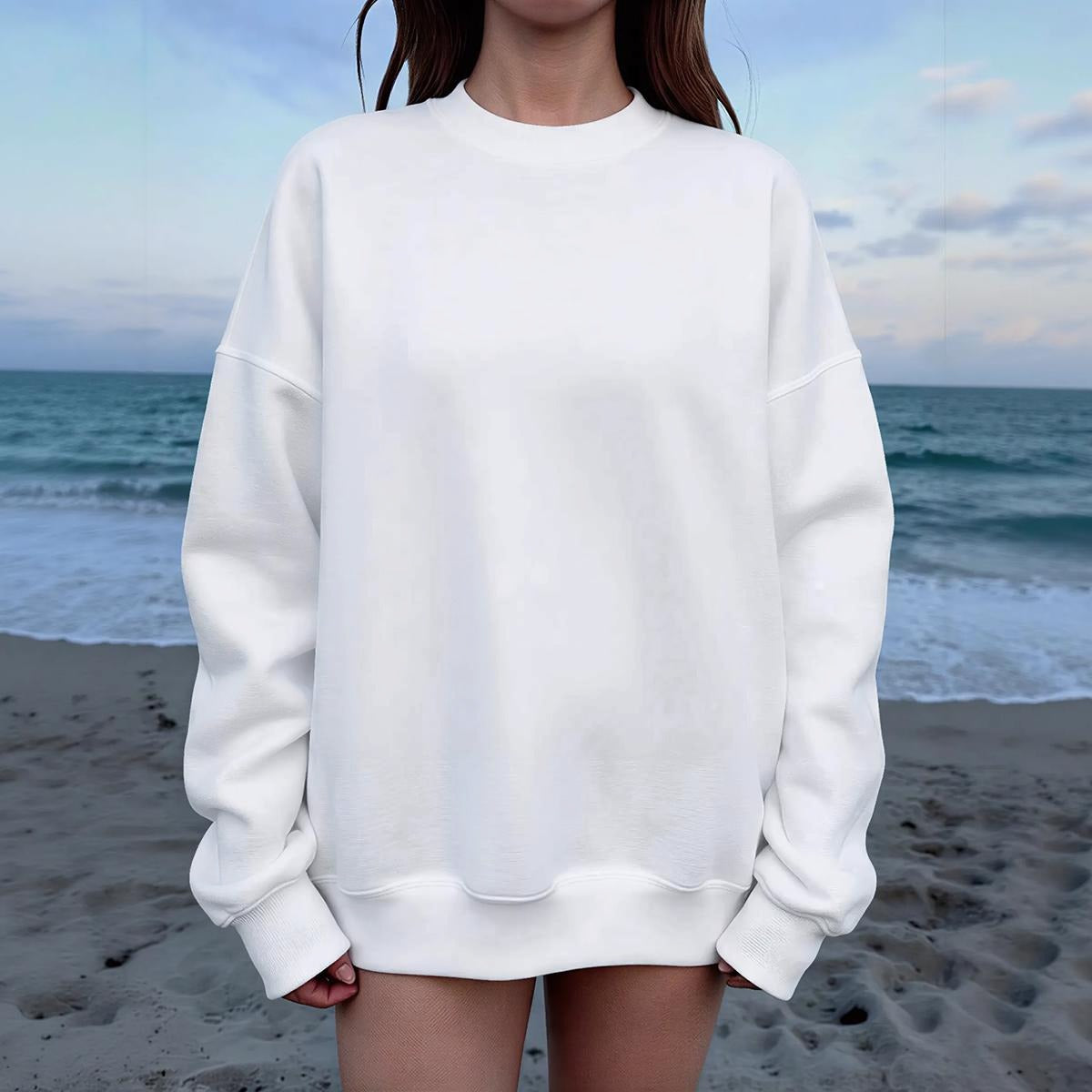 Women's Drop Shoulder Crew Neck Sweatshirt|DTF