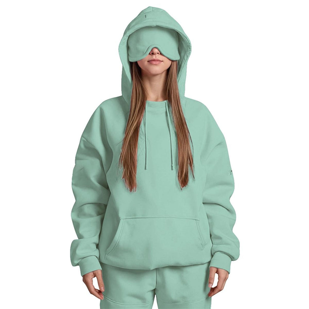 Women's Travel Nap Hoodie with Built-in Eye Mask|DTF