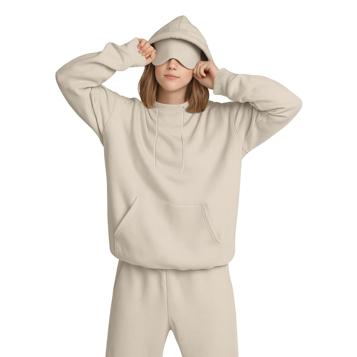 Women's Travel Nap Hoodie with Built-in Eye Mask|DTF