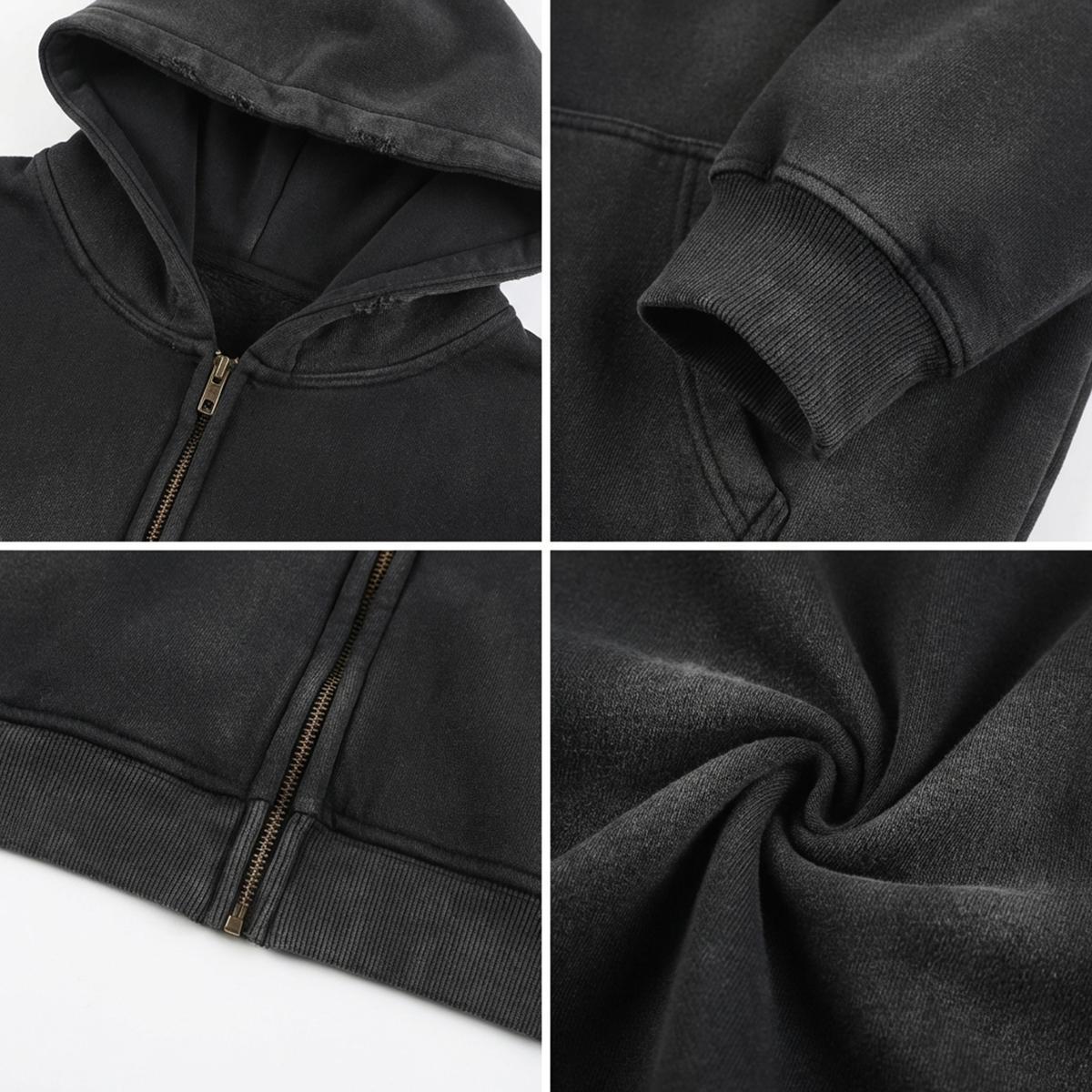 Fleece Lined Gradient Washed Zip Hoodie|355GSM DTF