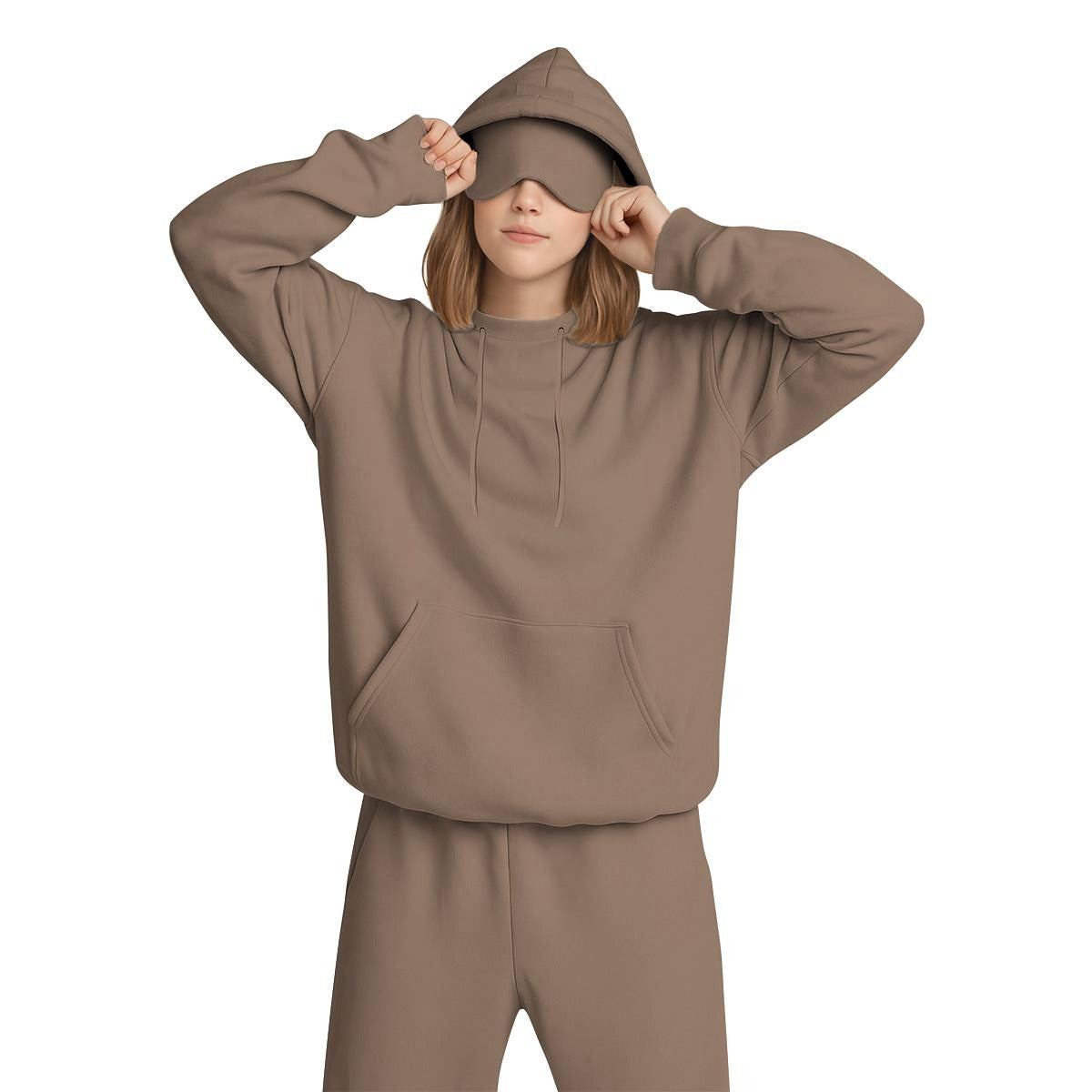 Women's Travel Nap Hoodie with Built-in Eye Mask|DTF