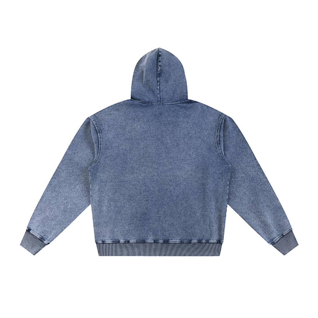 Men’s Washed Denim Pullover Hoodie|380GSM DTF