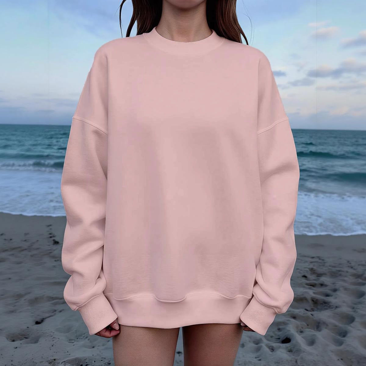 Women's Drop Shoulder Crew Neck Sweatshirt|DTF