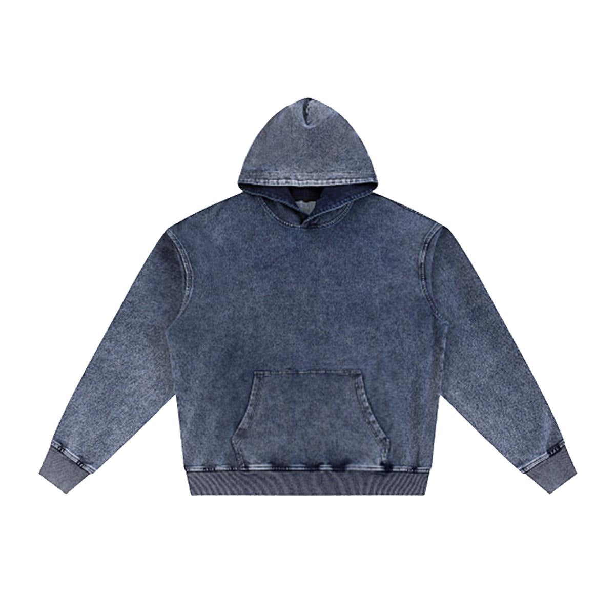 Men’s Washed Denim Pullover Hoodie|380GSM DTF
