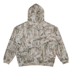 Felpa con cappuccio unisex oversize in pile con mimetica a alberi