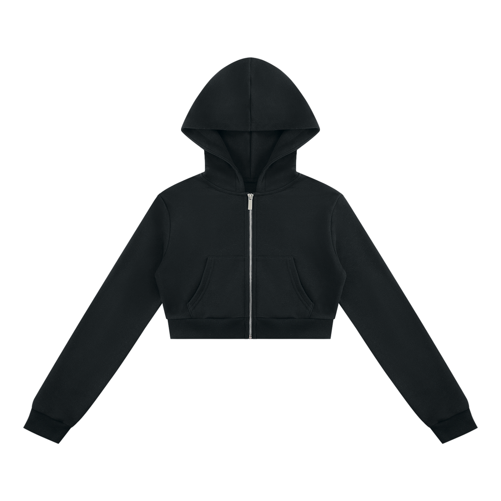 Felpa con cappuccio corta da donna con zip integrale