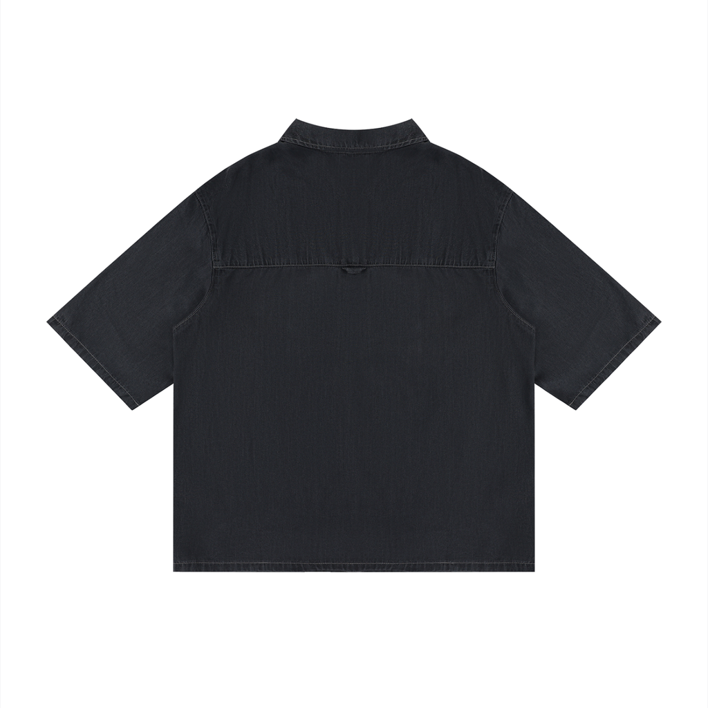Camicia unisex in lyocell con lavaggio vintage e spalle scese