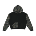 Unisex Colorblock Camo Full Zip Boxy Hoodie
