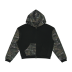 Unisex Colorblock Camo Full Zip Boxy Hoodie