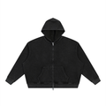 Unisex Vintage Wash Boxy Waffle Full Zip Hoodie