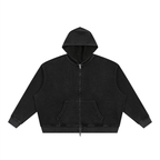 Unisex Vintage Wash Boxy Waffle Full Zip Hoodie