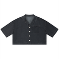Camicia corta boxy da donna con lavaggio vintage