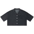 Camicia corta boxy da donna con lavaggio vintage