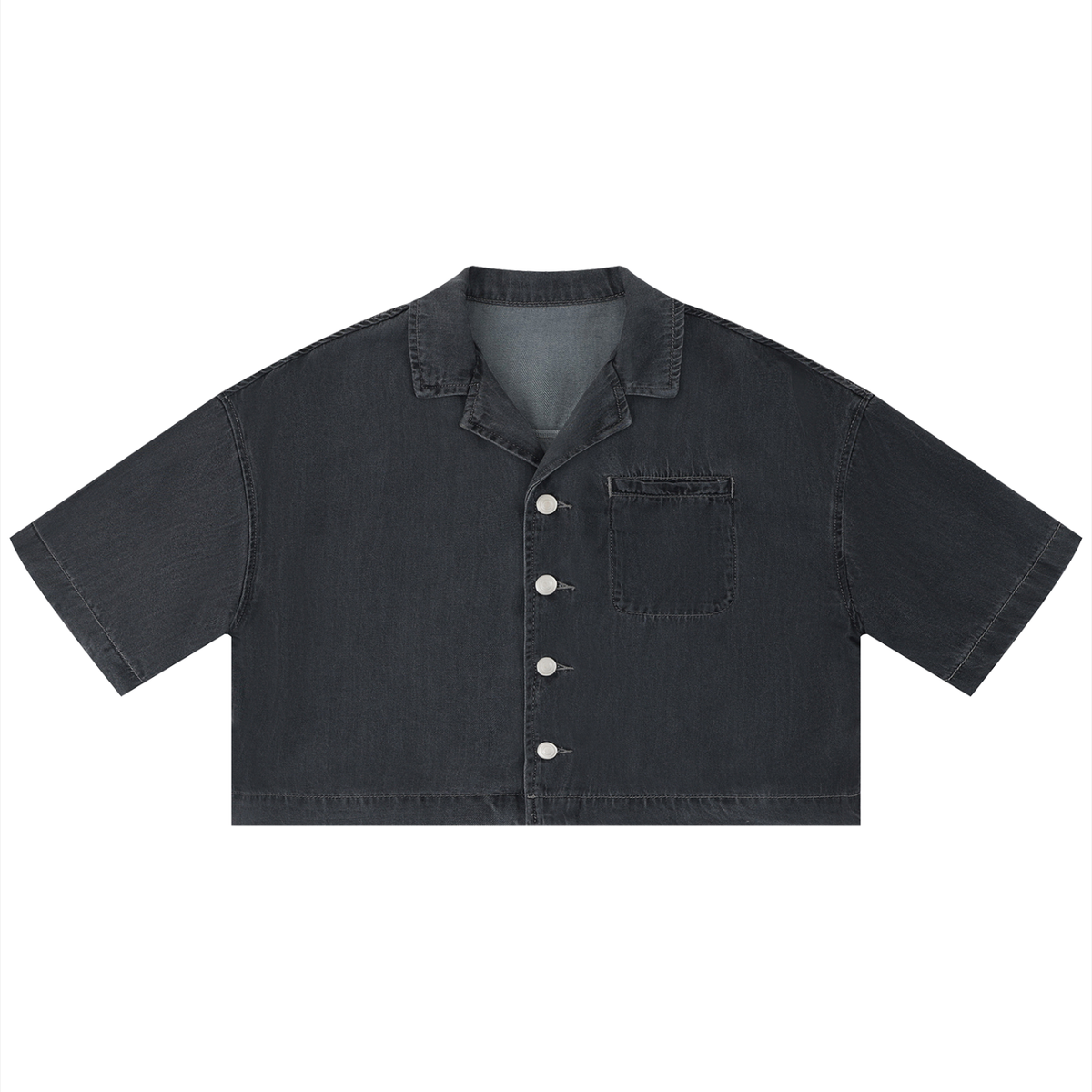 Camicia corta boxy da donna con lavaggio vintage