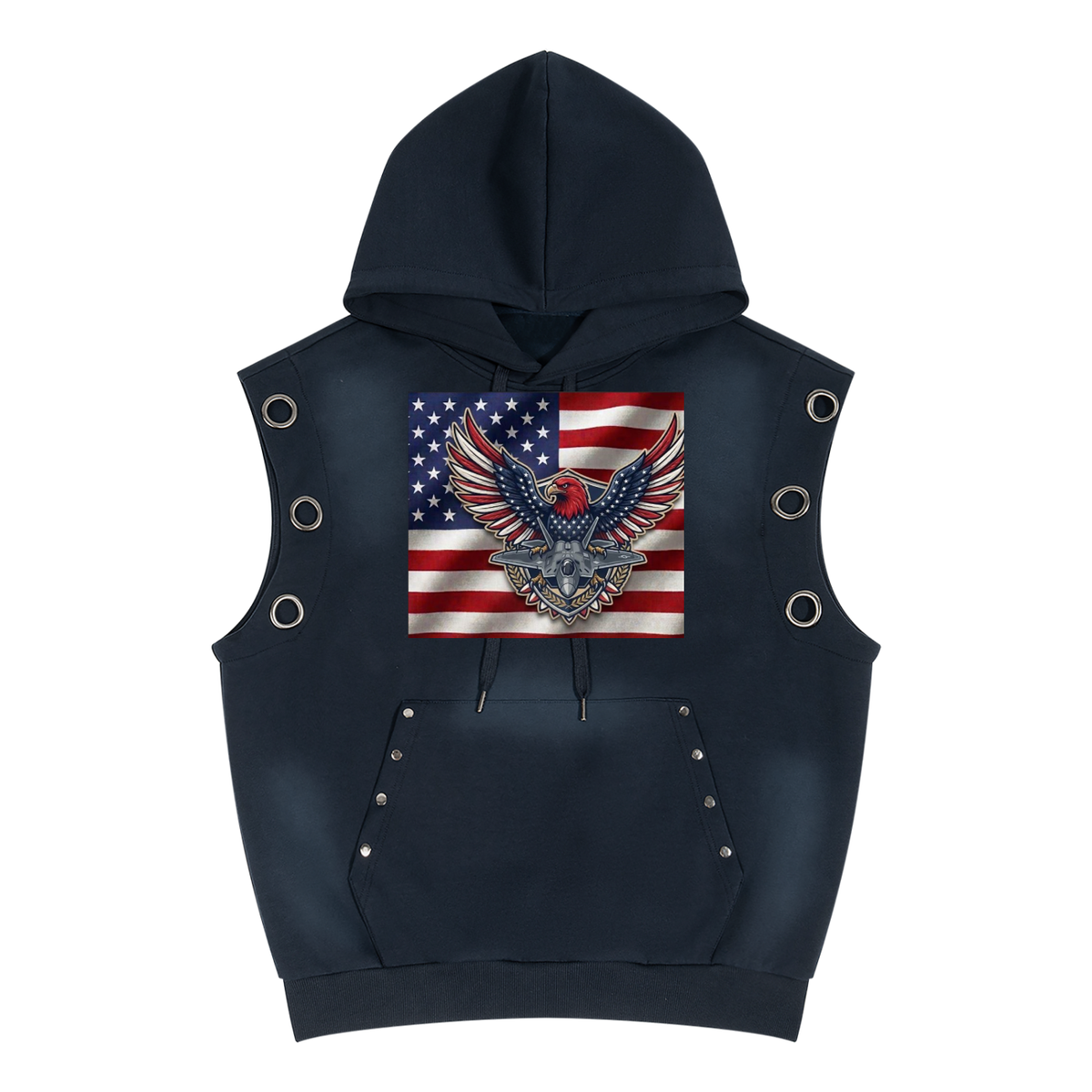 Unisex Vintage Wash Sun Fade Sleeveless Hoodie