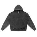 Felpa con cappuccio oversize con zip e lavaggio effetto neve