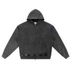 Felpa con cappuccio oversize con zip e lavaggio effetto neve